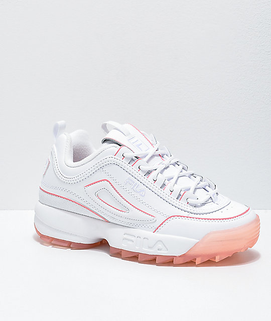 white and pink fila shoes