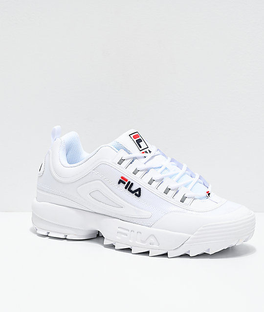 FILA Disruptor II No-Sew zapatos blancos, azules y rojos para hombres FILA Disruptor II No-Sew zapatos blancos, azules y rojos para hombres