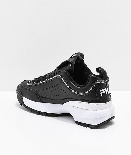 black and white fila sneakers