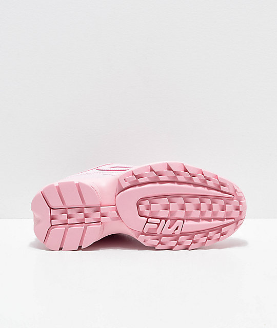 fila dusty pink disruptor ii premium patent sneakers