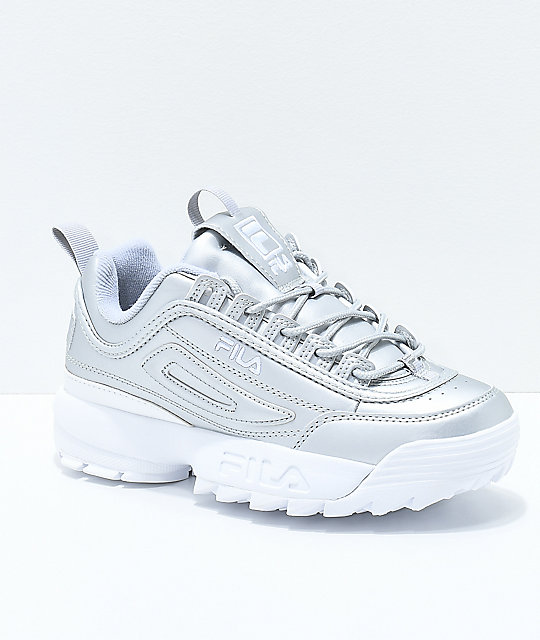 Fila disruptor ii hot sale premium metallic silver shoes