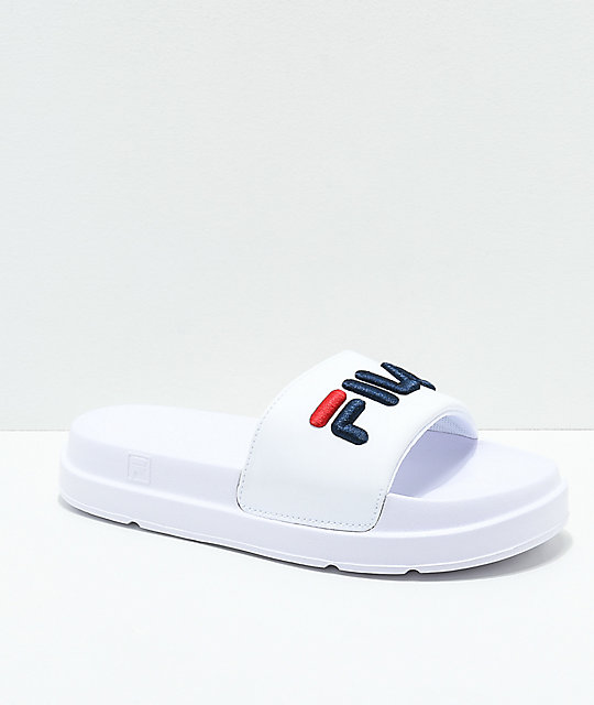 FILA Drifter Bold White, Navy and Red Slide Sandals FILA Drifter Bold White, Navy and Red Slide Sandals