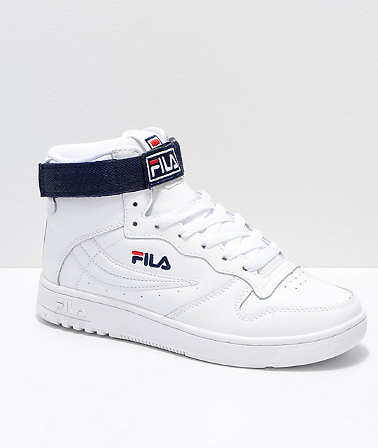 fila high ankle white shoes