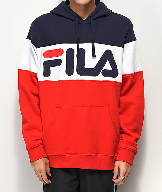 FILA Flaminio Navy, Red & White Color Blocked Hoodie FILA Flaminio Navy, Red & White Color Blocked Hoodie