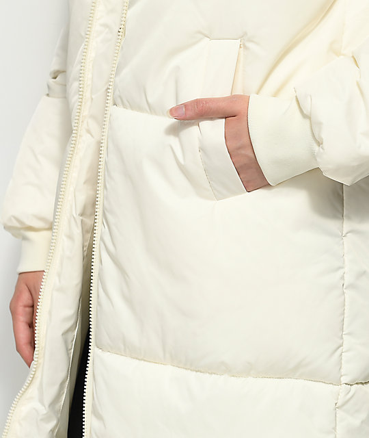 FILA Grace Cream Long Puffer Parka Jacket | Zumiez