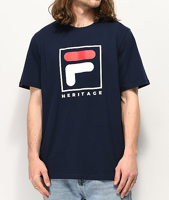 Fila Heritage F Box Logo Navy T Shirt Zumiez