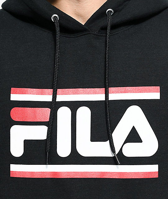 FILA Logo Black Hoodie | Zumiez