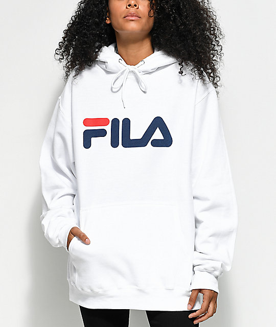 FILA Logo White Hoodie _282307 front US
