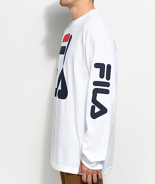 FILA Logo White Long Sleeve T-Shirt | Zumiez