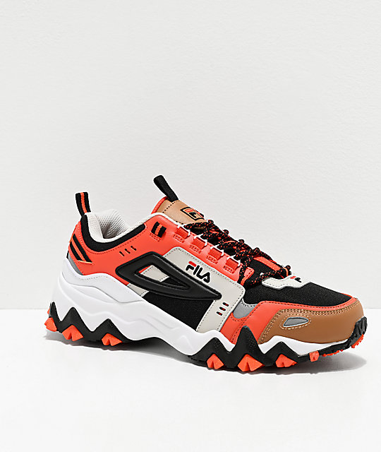 fila black and orange shoes