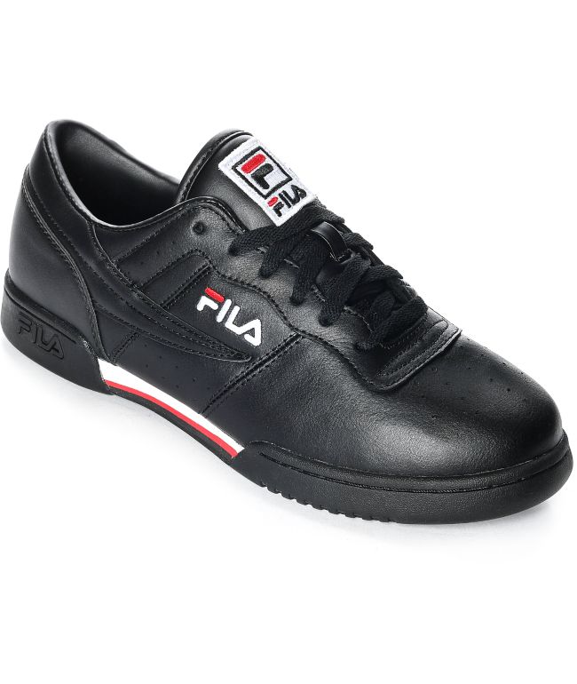 fila black red shoes