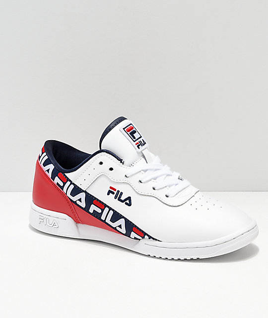 fila red and white shoes