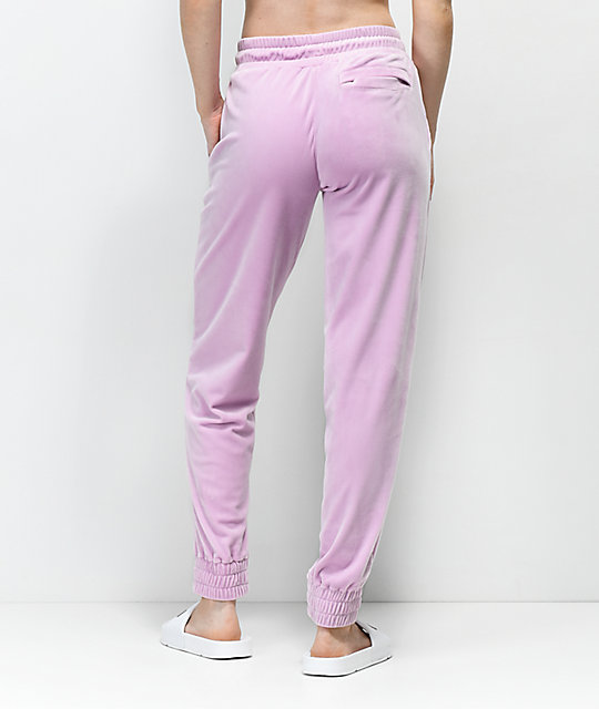 pink velvet joggers