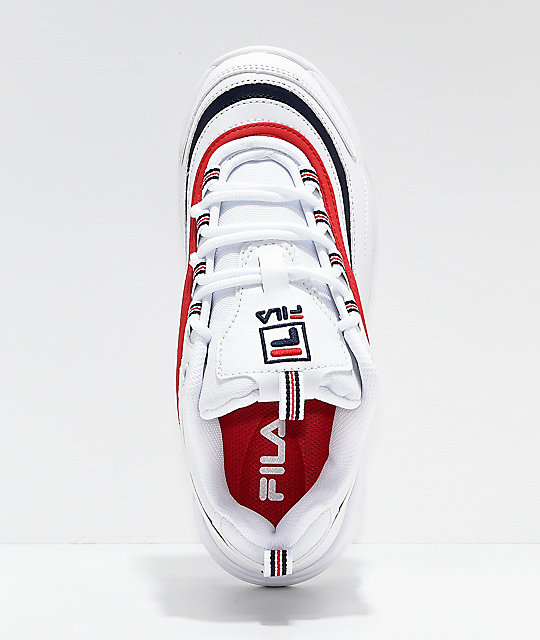 white red and blue filas