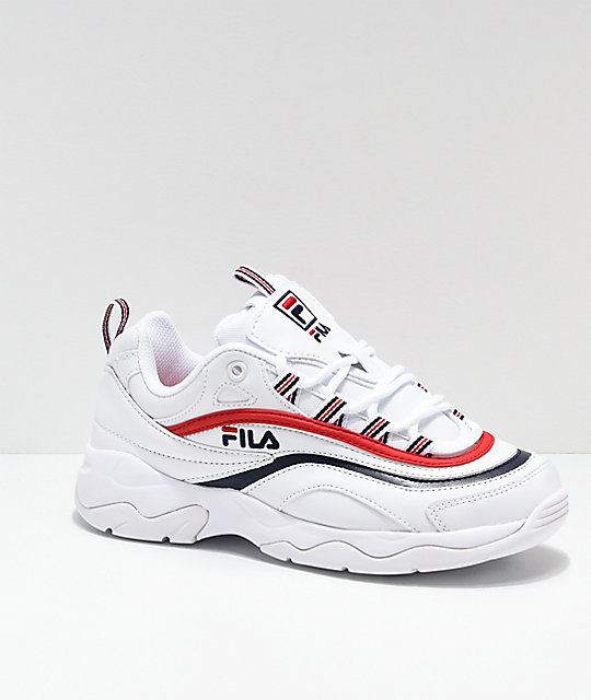 red white and blue fila shoes