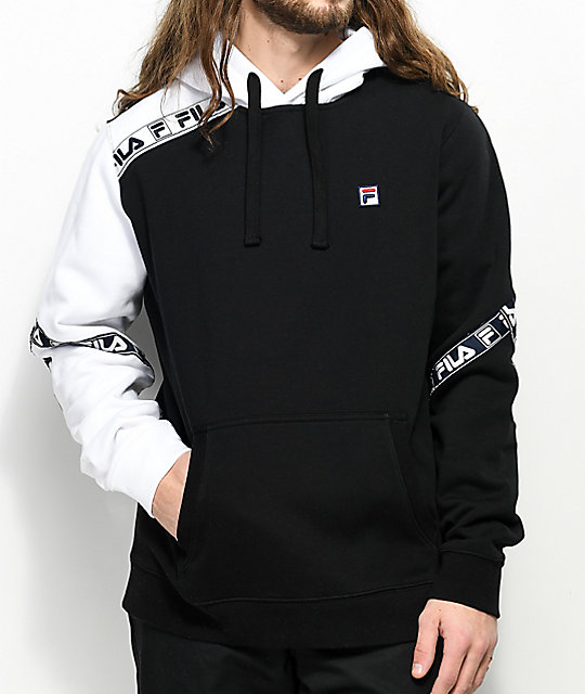 FILA Tag Fleece Black & White Hoodie FILA Tag Fleece Black & White Hoodie