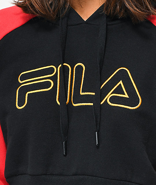 fila colour block crop hoodie