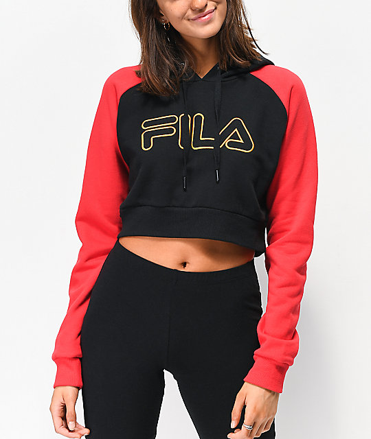 red fila cropped hoodie