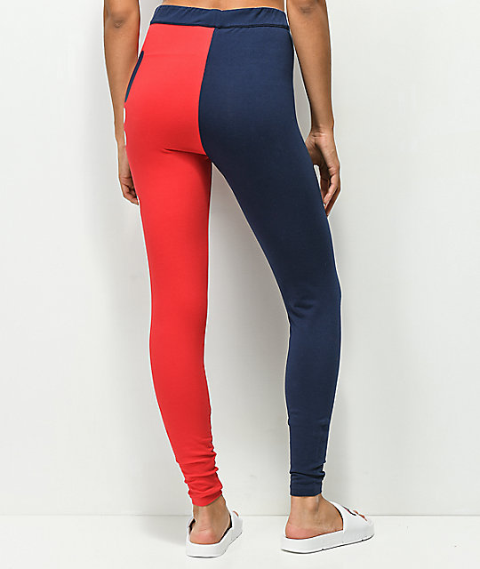 red and blue leggings