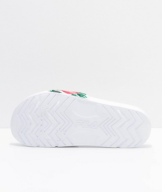 Fila embroidered slides online