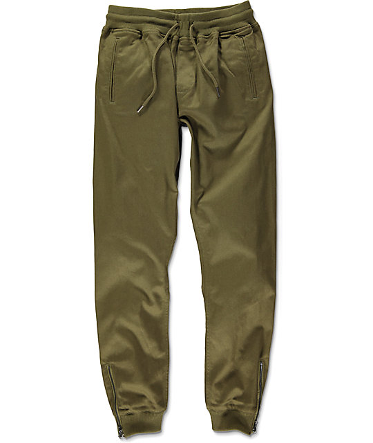 twill joggers zipper