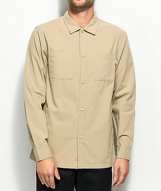 Fairplay Caldera Tan  Button Up Long  Sleeve  Shirt  Zumiez