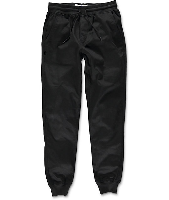 mens black twill joggers