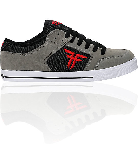 Fallen Shoes Ripper Grey, Black &amp; Red Skate Shoes Zumiez