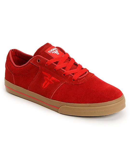 Fallen Victory Red & Gum Suede Skate Shoes