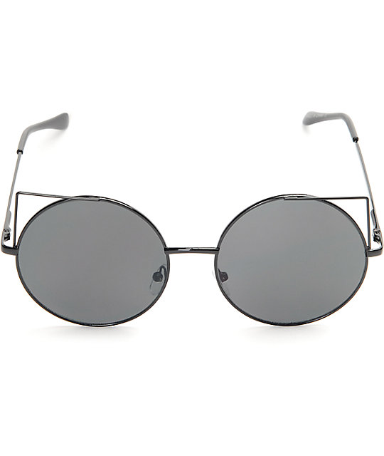 Flat Cat Black Round Sunglasses | Zumiez