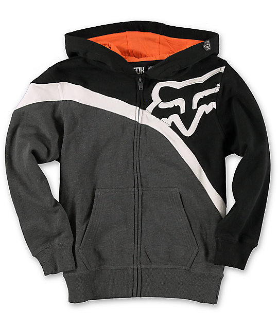 Fox Boys Riktor Black & Orange Zip Up Hoodie at Zumiez : PDP