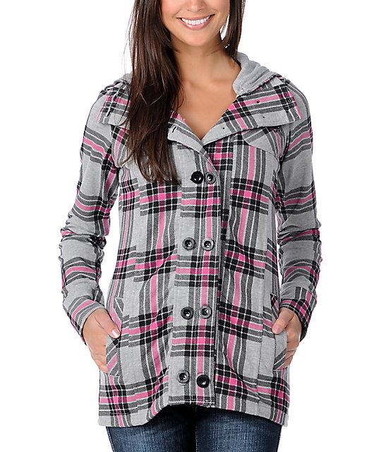 womens plaid hooded jacket