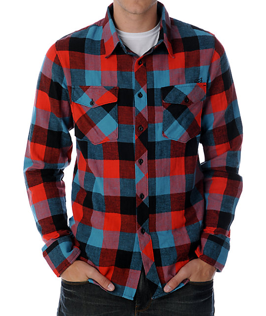 Fox Skeptic Red & Blue Flannel Shirt