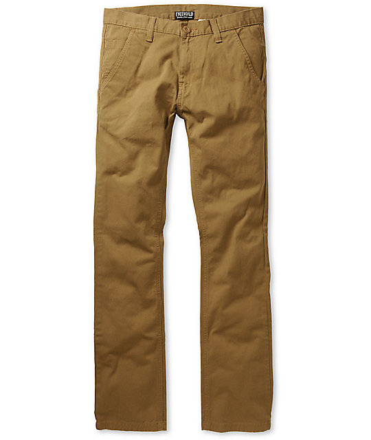 Free World Drifter Slim Straight Fit Dark Khaki Chino Pants at Zumiez : PDP