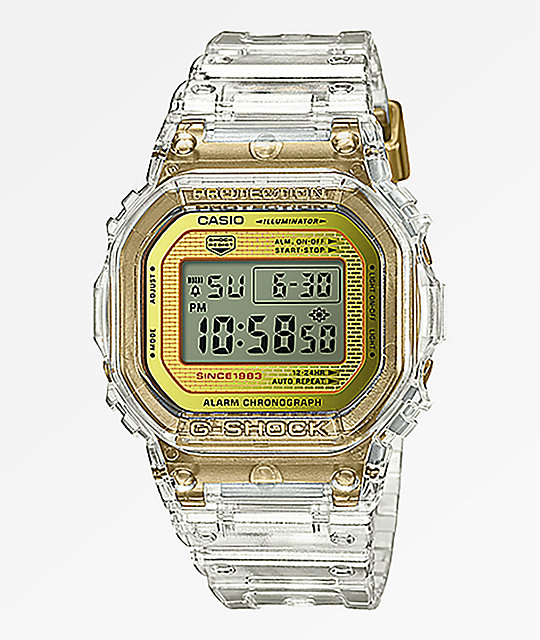 casio g shock skeleton gold