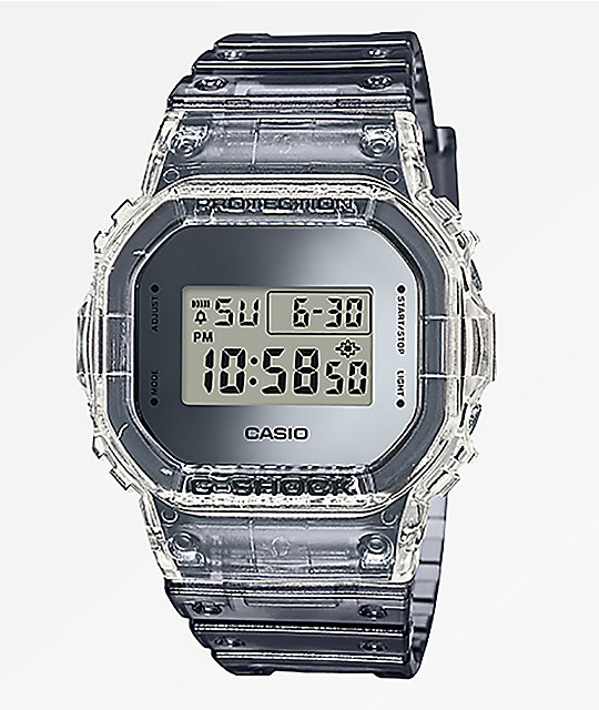 G Shock Dw5600 Clear Dark Grey Digital Watch Zumiez