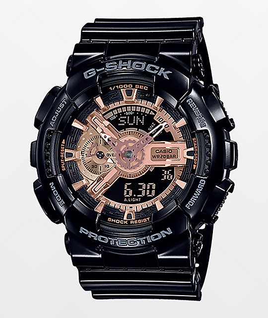 G-Shock GA110 Black & Rose Gold Watch | Zumiez