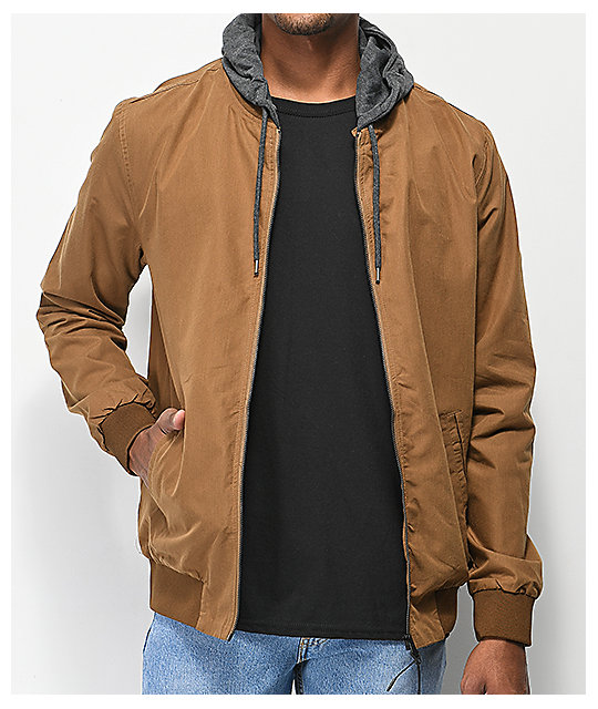 hooded khaki jacket