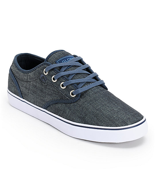 Globe Motley Blue Denim Skate Shoes | Zumiez