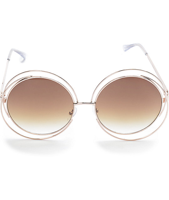 Gold Double Frame Oversize Round Sunglasses Zumiez Gold Double Frame Oversize Round Sunglasses