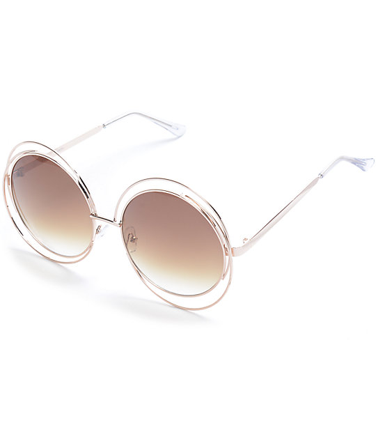 gold rim round sunglasses