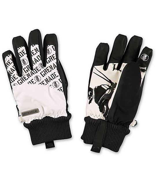 Grenade Huey White & Black Snowboard Gloves | Zumiez