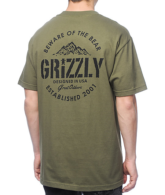Grizzly All Terrain Military Green T-Shirt | Zumiez