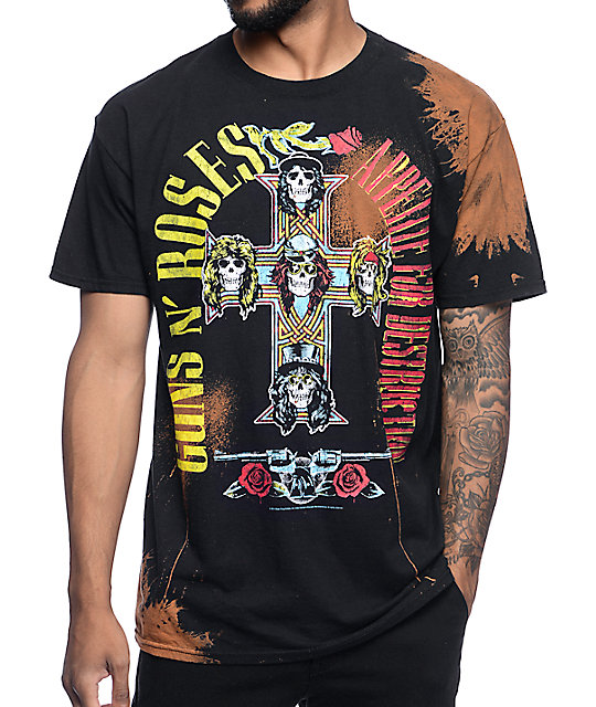 Guns N Roses Appetite Bleached Black T Shirt Zumiez