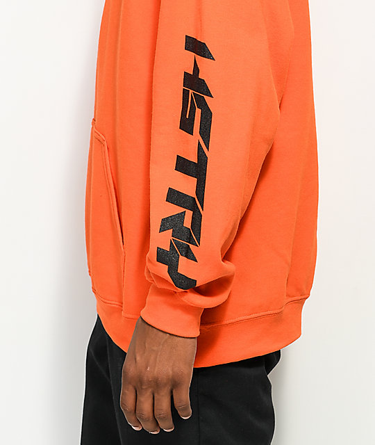 hoodie with writing on sleeve