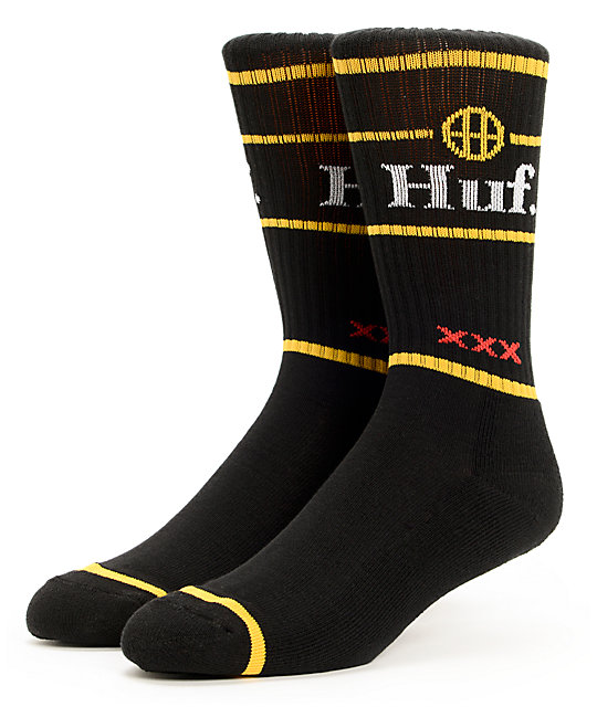 HUF Can Black & Gold Crew Socks | Zumiez