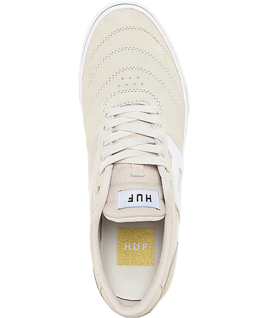 HUF Galaxy Bone White Suede & Canvas Skate Shoes | Zumiez