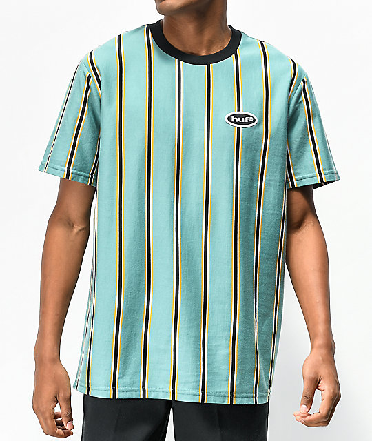 HUF Jerome Stripe Green, Black & Yellow Knit T-Shirt | Zumiez