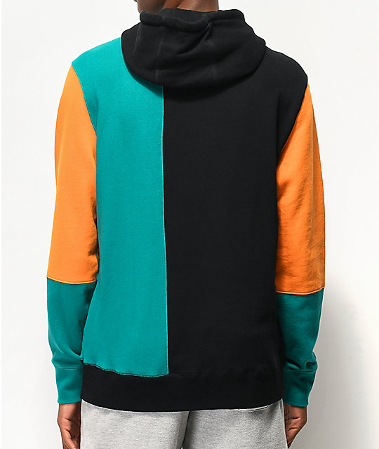 black and turquoise hoodie