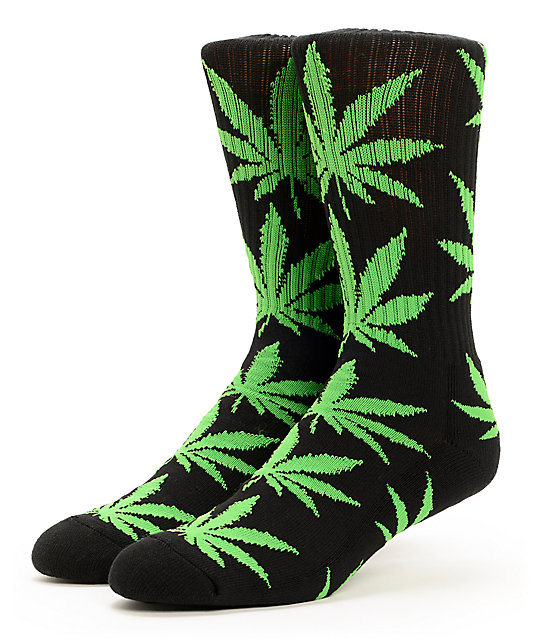 HUF Plantlife Black & Bright Green Crew Socks | Zumiez